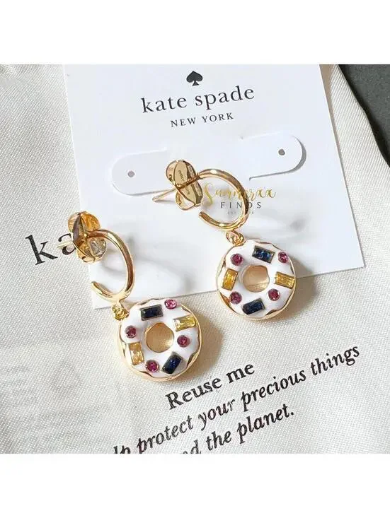 Kate Spade Coffee Break Donut Huggie Earrings - Picture 2 of 6